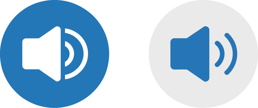 Audio volume icon set, collection of four speaker icons representing mute and different sound levels for UI UX apps and digital controls.