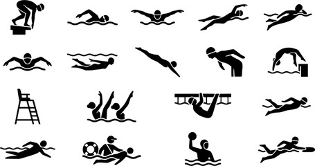 Fototapeta premium Competitive Swimmer Silhouettes 