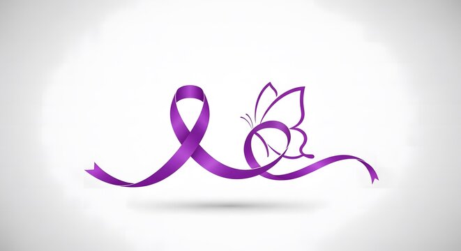 Elegant Purple Ribbon Awareness Icon for Lupus Day