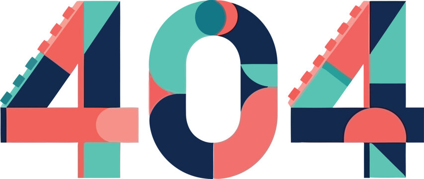 Modern geometric 404 page not found vector graphic abstract design