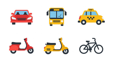 Naklejka premium Collection of diverse transportation vehicles for urban commuting and travel.