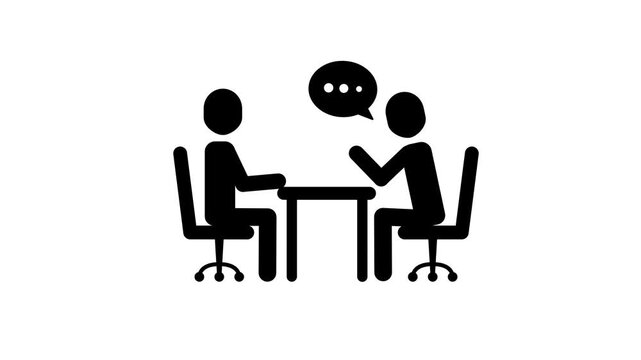 Animated Business Meeting Pictogram Two People at Table Corporate Communication