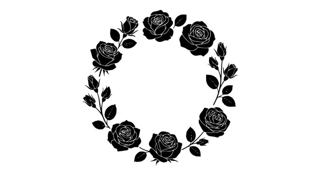Rose Silhouette Vector Set Elegant Botanical Monochrome Floral Illustration Collection