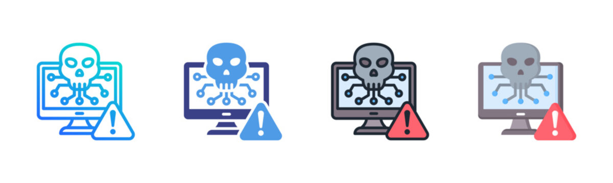 Infected Computer Icon Set Multiple Style Collection