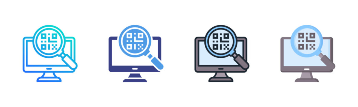Qr Code Scan Icon Set Multiple Style Collection