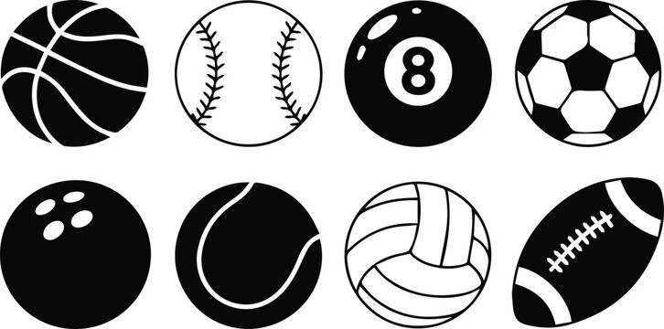 Recreational ball icons for playground and beach