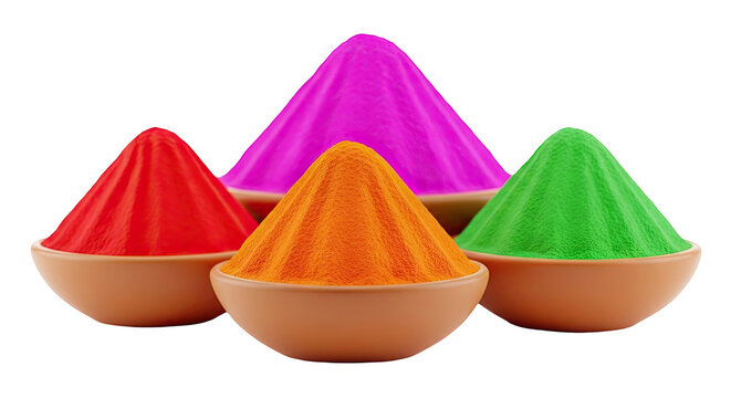 Colorful Holi Powder in Bowls