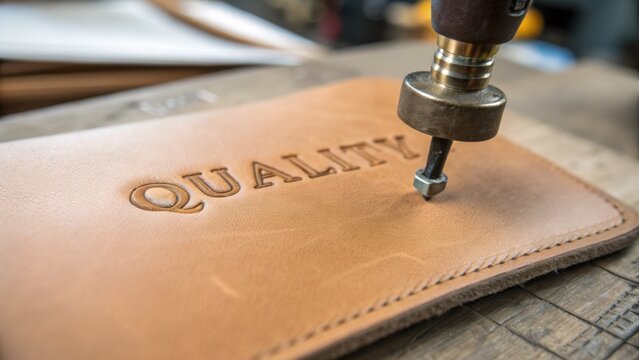 Craftsmanship in Action: Leather Stamping Process Highlighting Quality in Artisan Leather Goods