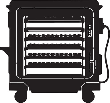Dehydrator, food dehydrator, drying rack, kitchen appliance, black silhouette, vector