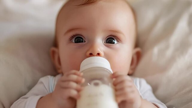 selective focus baby smiling with bun