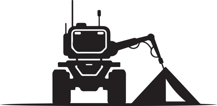 Black silhouette excavator, heavy machinery, construction equipment, industrial icon