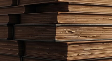 Naklejka premium Old Books Stacked in a Library.