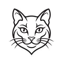 Obraz premium Elegant feline head outline illustration with captivating eyes.