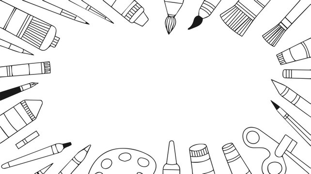 Art supplies border for poster and flyer