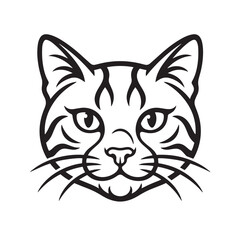 Fototapeta premium Stylized Cat Head Outline Illustration.