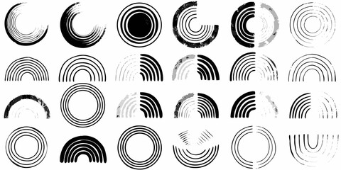 Fototapeta premium Abstract arrangement of black and white circular brushstroke patterns
