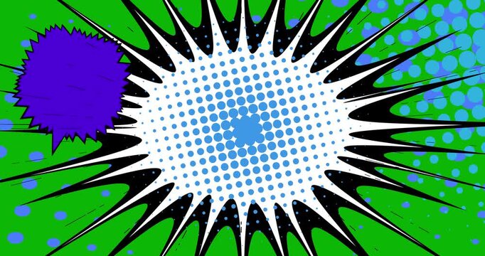 Cartoon background animation, comic book backdrop video. Retro comics pop art design.