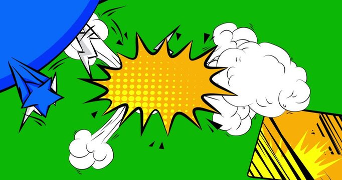 Cartoon background animation, comic book backdrop video. Retro comics pop art design.