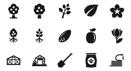 Black and white icons depicting various gardening and plantrelated objects © Julian Vance
