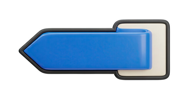 3D Blue Arrow Tab with Black Outline