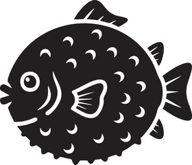 Black pufferfish, cartoon fish, vector illustration, aquatic animal © MdMasud