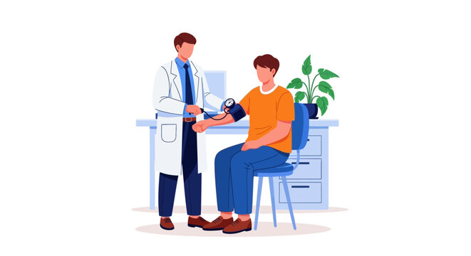 Doctor administering a blood test to a patient in a modern medical office