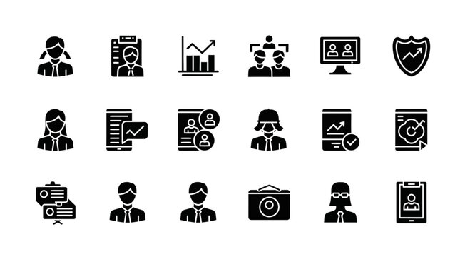 Collection of Simple Business Icons Set.