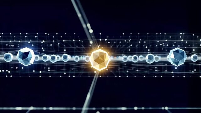 Futuristic glowing New Year space design with stars and planets 4k tech animation video