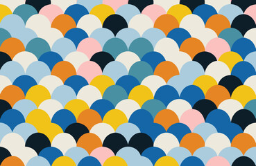 Colorful fish scale geometric pattern in bright pastel tones © saifulislam