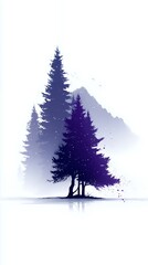 Fototapeta premium Serene Winter Pines: Snow-Capped Mountain Landscape Art