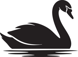 Black swan silhouette, bird icon, waterfowl illustration, vector graphic © Golam