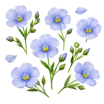 set of blue flowers