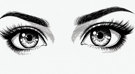 Fototapeta premium Detailed eye illustration with eyelashes and eyebrows