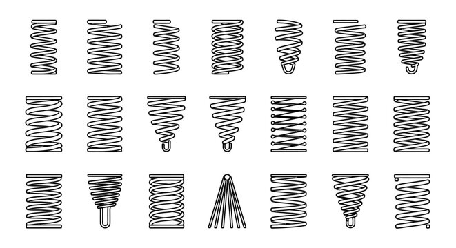 set of different types of springs coil springs with varied ends schematic
