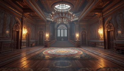 Obraz premium A luxurious interior of an opulent ballroom with a grand chandelier