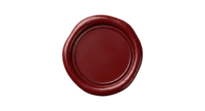 Blank red wax seal with cracked edges and copy space