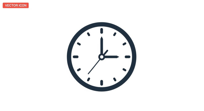 Simple Analog Clock Face Showing Three OClock.