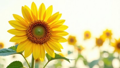 Obraz premium Large sunflower, fully opened, against pure white, high-res, helianthus annuus