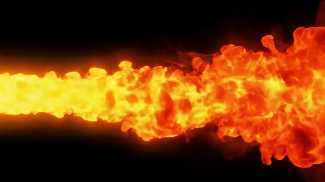 Vibrant orange fire flames burning on black background