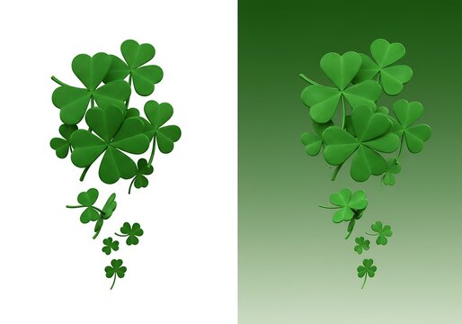 Floating Four-Leaf Clovers: A 3D Render