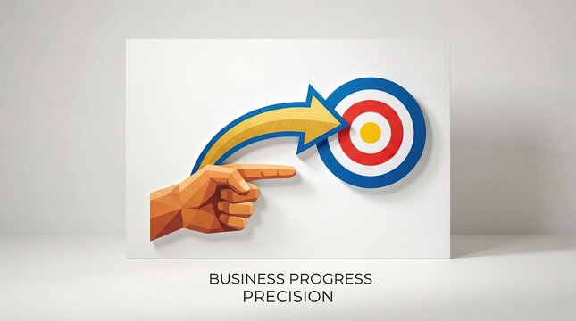 Business target concept with finger pointing arrow toward precision goal