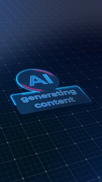 Vertical video animation of a generative AI user interface during the loading process, which generates content and features a lighting effect. Futuristic user interface in action, artificial intellige