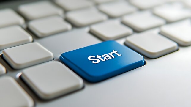 Start Button On Computer Keyboard For Begin Or New Project