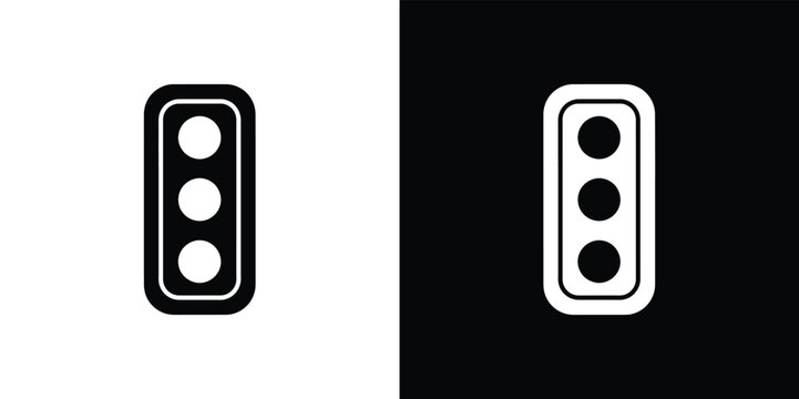 Black and white traffic light on split background symbol road sign 3 transportation