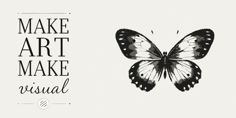 A butterfly illustration alongside the words make art in a graphic design © Ganesh