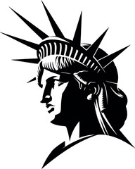 Statue of Liberty Silhouette Vector Illustration Iconic American Freedom Symbol Isolated on Light Background © Danial