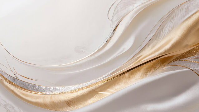 Molten gold waves flow with elegance.
​Shimmering silk textures create luxury atmosphere.
​Fluid metallic ripples glow in light.
​Sophisticated beige palette meets golden shine.
​Abstract draping 