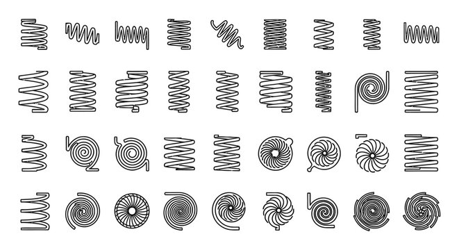 collection of various spring coil icons and vector graphics industrial springs