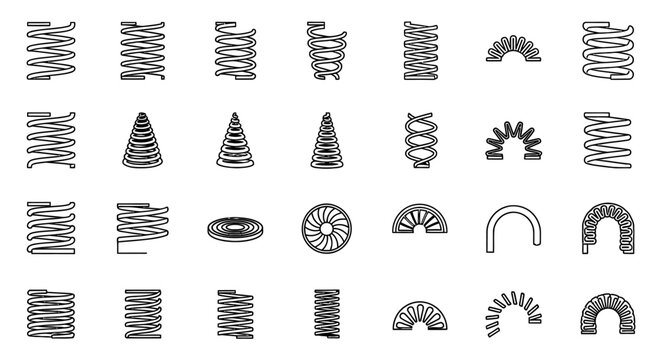collection of various spring coil designs including compression tension and conical shapes