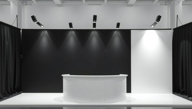 Modern stage with spotlights and podium